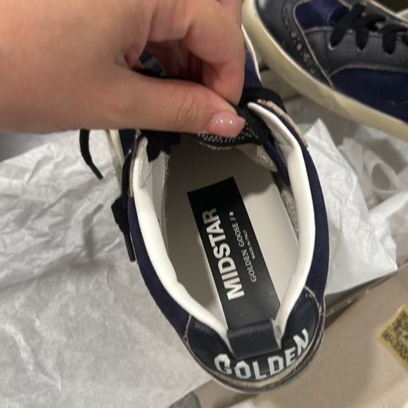 New Golden Goose Navy Mid Star Sneakers - Picture 8 of 16